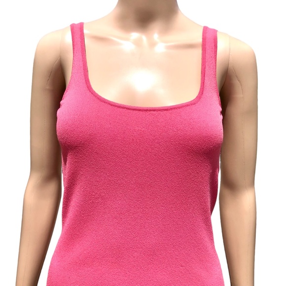 VERSACE pink-ish color knit tank top with silver logo plate Sz m - Picture 10 of 14